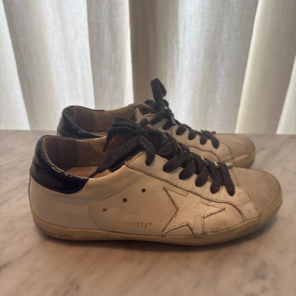 Golden Goose White and Black Sneakers